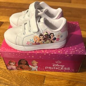Disney Princess White and Light Pink Kids' Velcro Sneakers NWT